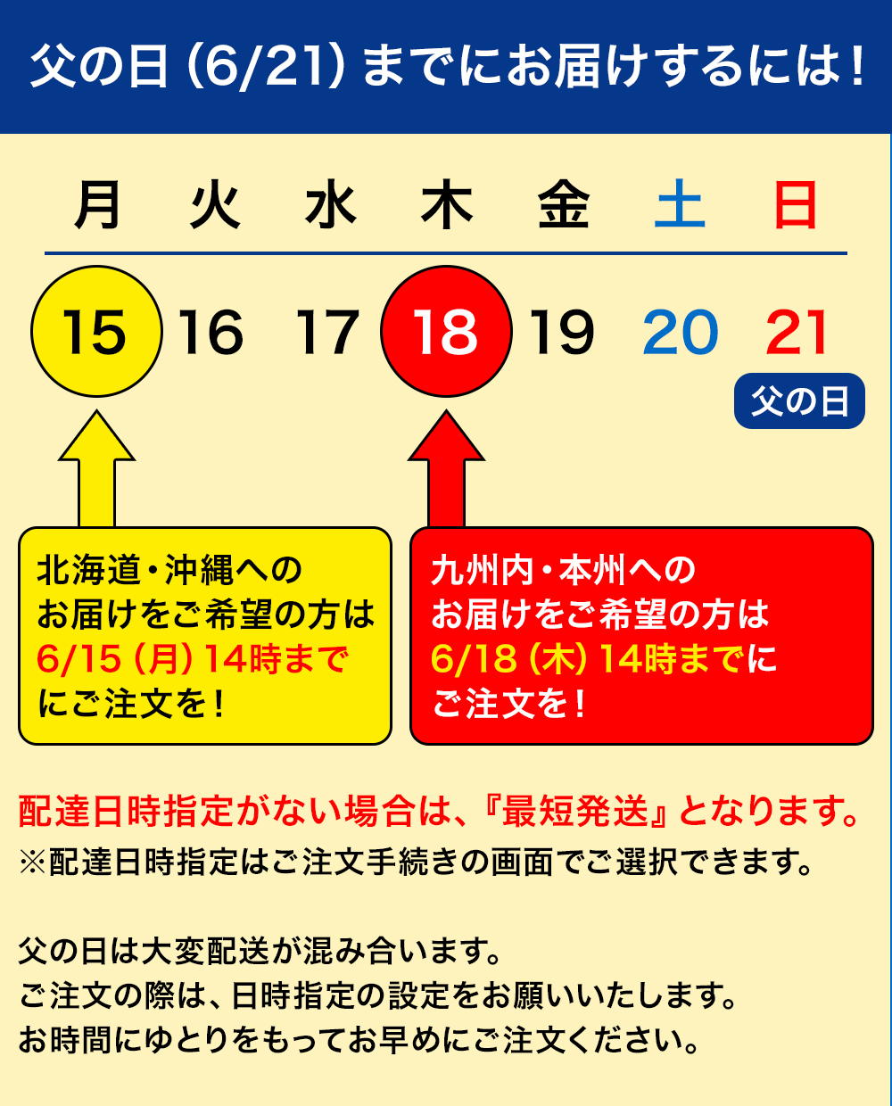 父の日2026 父の日までにお届けするには